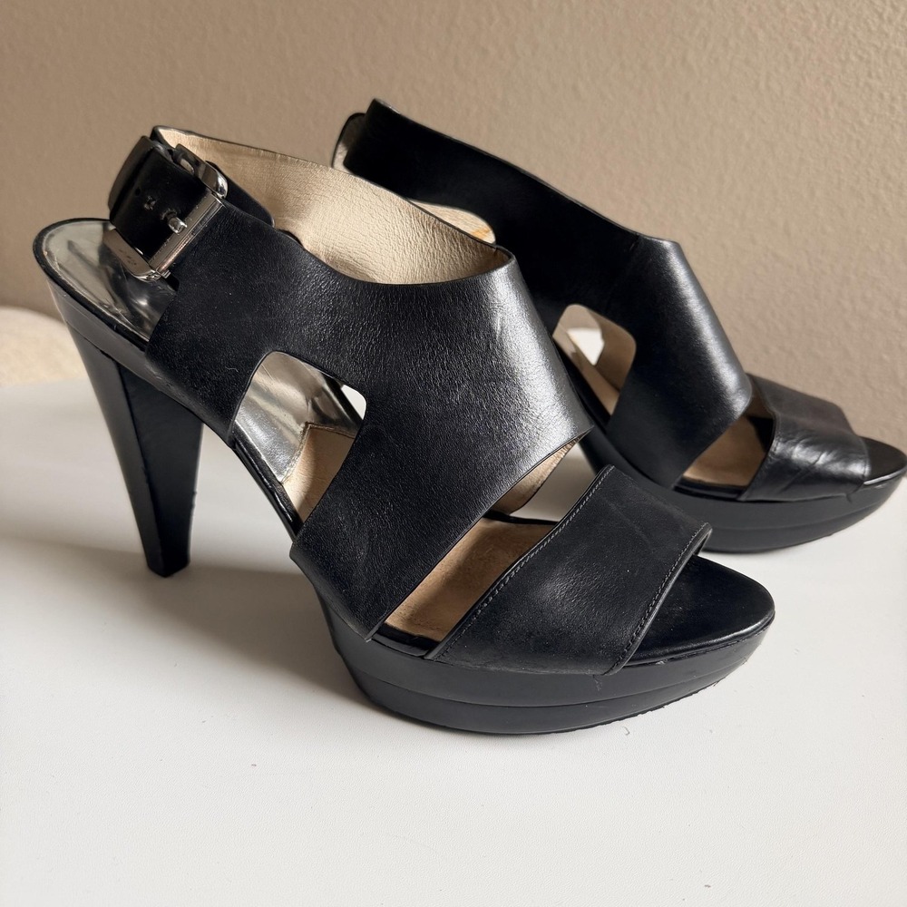MICHAEL Michael Kors Sandals Womens Size 11 Black Leather Slingback Platform